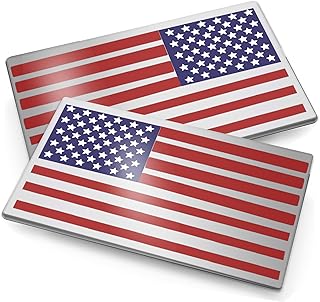 2 Pack Embossed 3D Metal All Black American Flag Emblem Decal Stickers, Matte Black Bumper Stickers Compatible with Jeep, Trucks, RV, SUV and More-Red