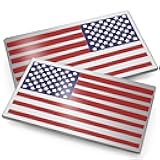 2 Pack Embossed 3D Metal All Black American Flag Emblem Decal Stickers, Matte Black Bumper Stickers Compatible with Jeep, Trucks, RV, SUV and More-Red