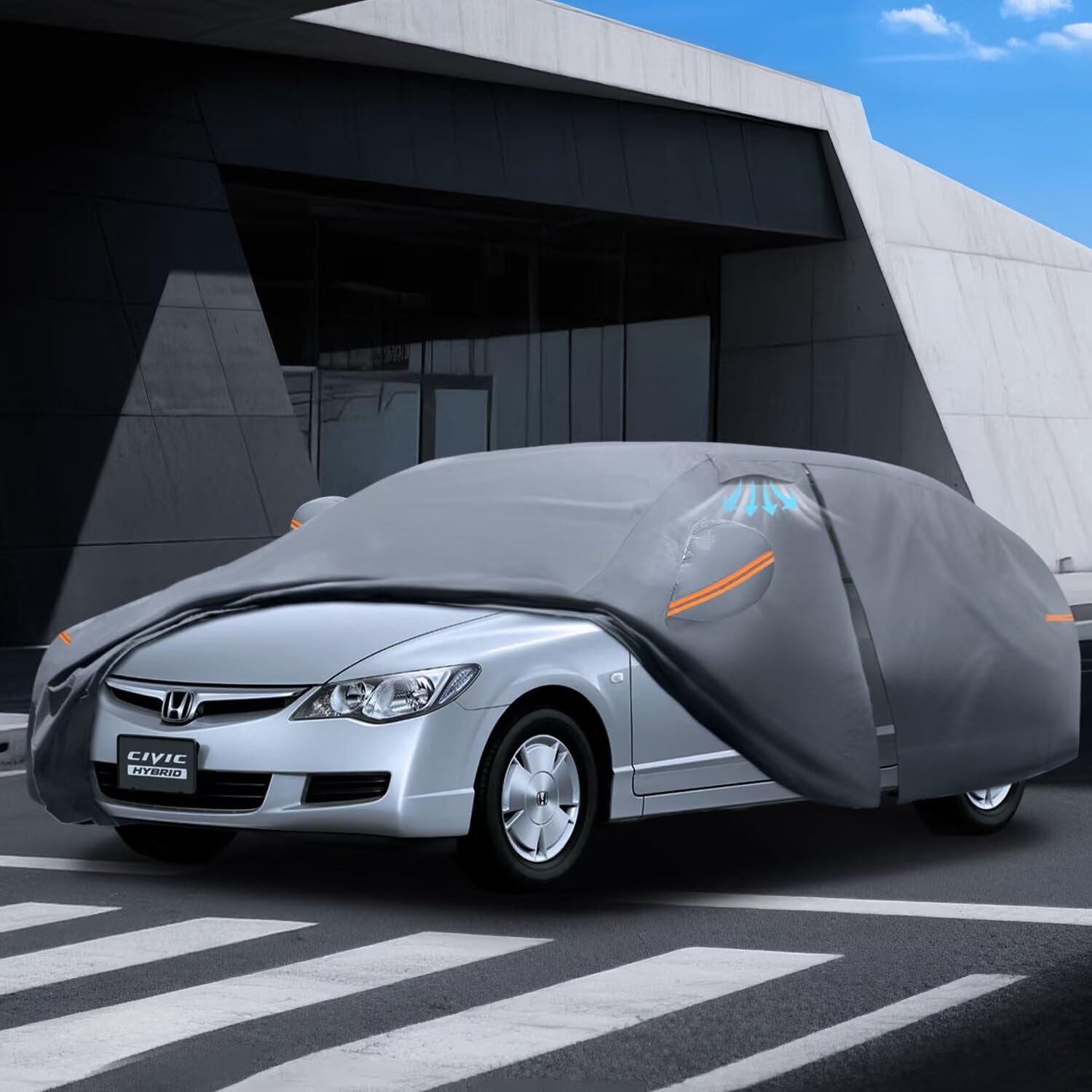 Waterproof Honda Civic 2006-2026 Car Cover with Breathable Vents 2026 Upgrade Premium Covers with Cotton Liner and Zipper — view 8