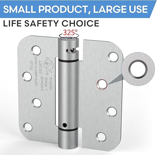 Miniatura 4 de Bisagra de resorte satinadocromo cepillado de 4 pulgadas, bisagras de puerta de cierre automático, bisagra resistente de 4 x 4 pulgadas para puerta,