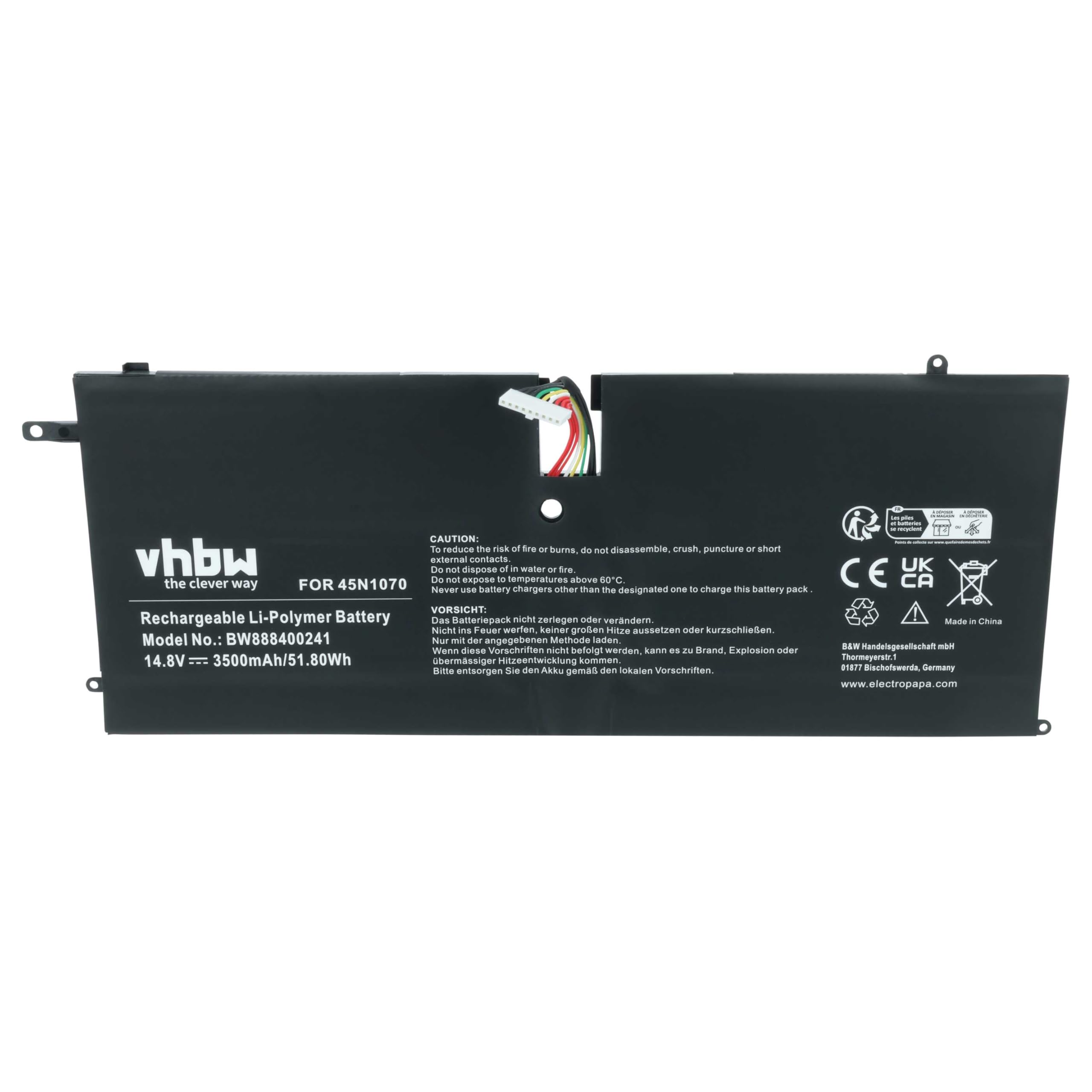 vhbw batteria compatibile con Lenovo ThinkPad X1 Carbon 3460, X1 Carbon 3444, X1 Carbon 3448 notebook (3500mAh, 14,8V, Li-Poly)