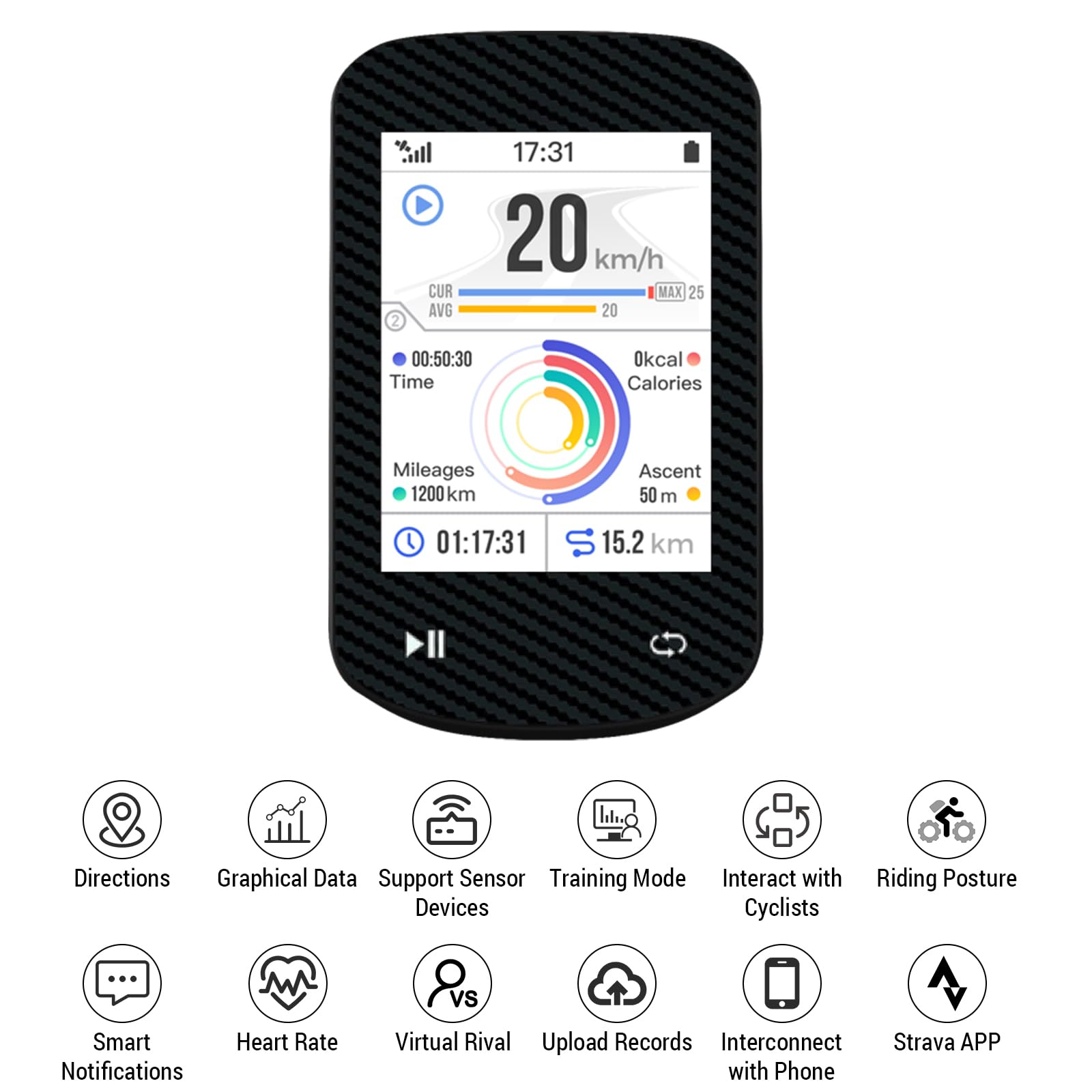 COMPUTER BIKE GPS JUROUPI Wireless Glonass ANTROURASS + SENSORE E BT MAPS OFFLINE COMPATIBILI GIROSCO DI GIRCOGLIO ALLA BATTERIA DELLA TATTURA DI 24 Ore APP CUFFRAT APP (B)