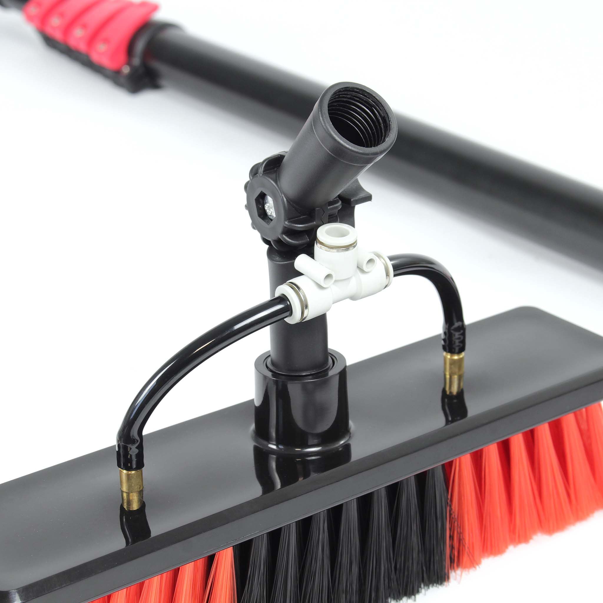XPOtool Waschbürste Teleskopstiel und Wasserzufuhr Set, 9 m Stiel, 15 m Schlauch, Waschbesen u.a. für Fenster und Solarpaneele