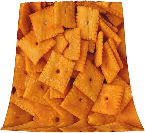 Miniatura 2 de Divertida manta de franela de forro polar con estampado realista de galletas de queso y comida, manta de cama suave para sofá, para el hogar, ropa