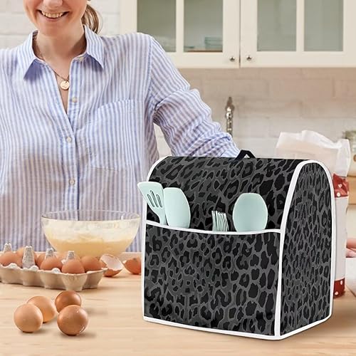 Miniatura 4 de Talayituse Funda para batidora de pie con estampado de leopardo negro para ayuda de cocina de 4.5 a 5 cuartos de galón, cubierta antipolvo lavable