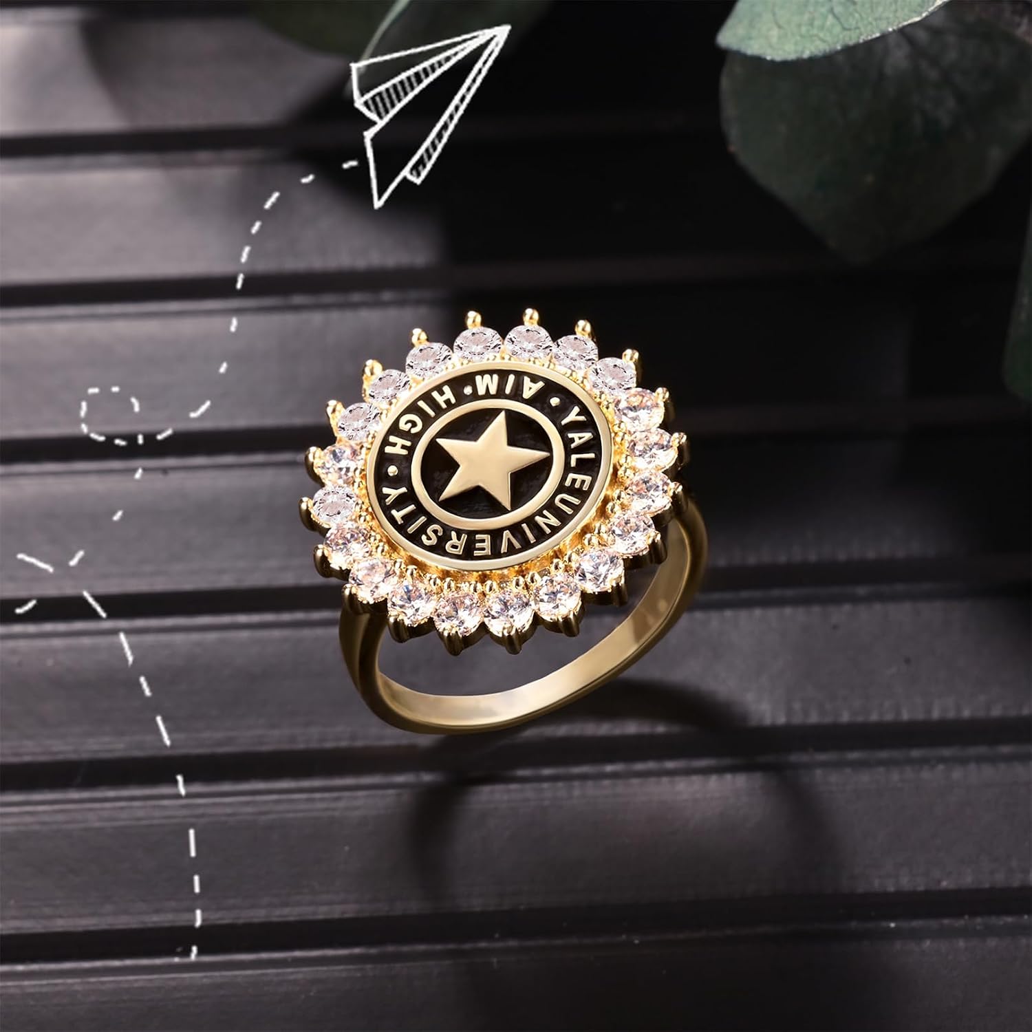 LucySky Custom Class Rings for Women 925 Sterling Silver/Brass Personalized Class Ring with Birthstones High School College University Graduation Rings for Her Graduation Gifts