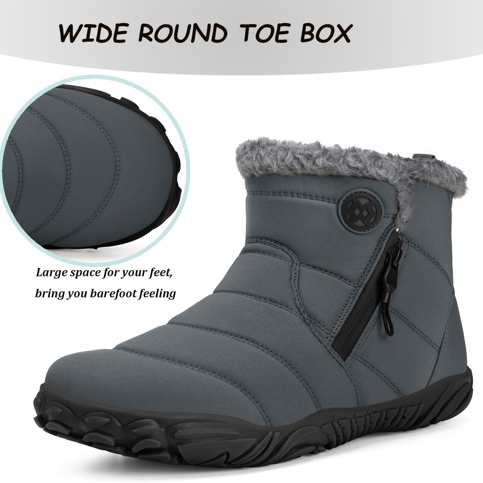 Gaatpot Buty Śniegowe Damskie Zimowe Ciepłe Podszewka Botki Outdoor Trekking Buty Wodoodporne Buty 37-43 | Botki, ciepła podszewka, minimalistyczne z Wide Tox Box, Zero Drop Soles, buty