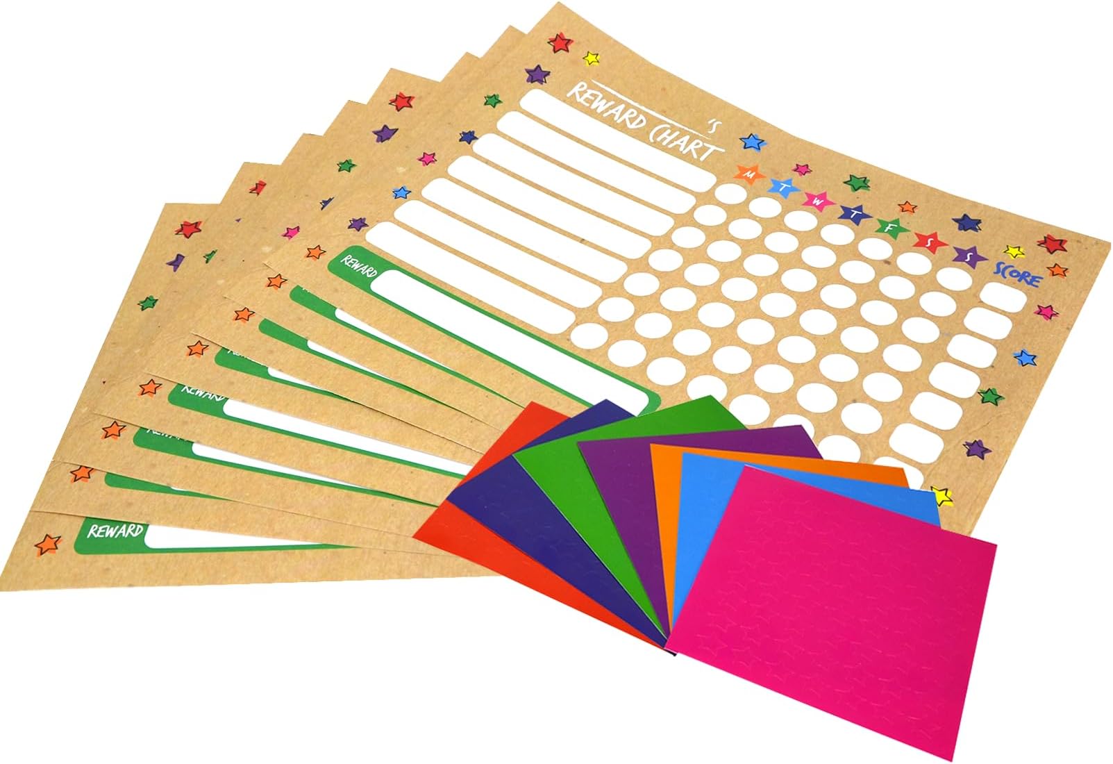 Reward Chart with Stickers for Children 8 Sheets A4 with 350+ Star Stickers Behaviour Charts for Children and Adults