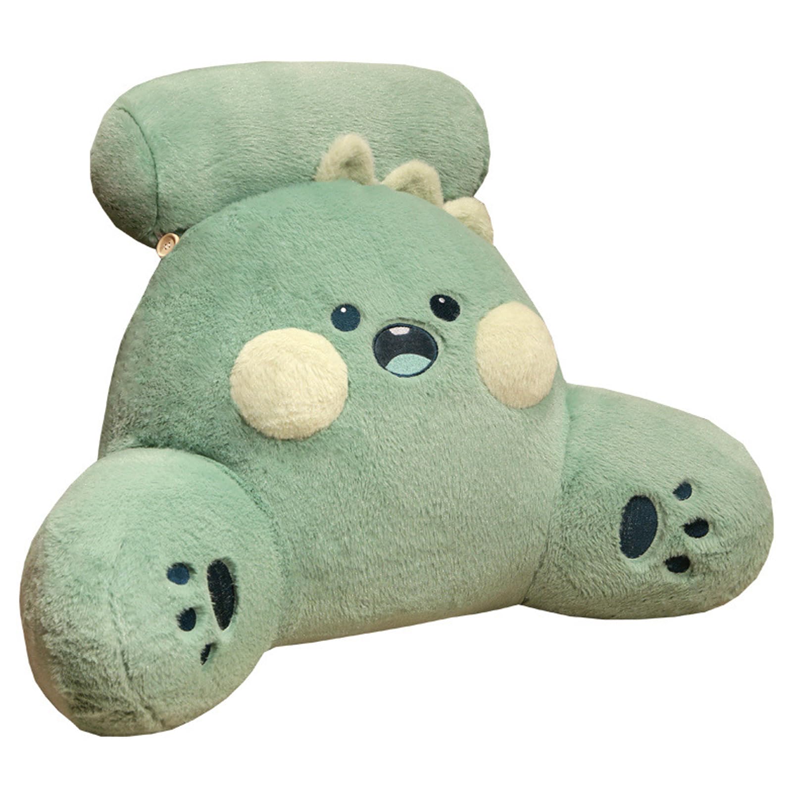 Sswh Green Reading Pillow For Bed, Lovely 2 In 1 Backrest Pillows With Neck Roll And Arms, Plush Support Pillow Reading Cushion For Adults Kids Large Back Pillow For Sitting Up In(Size:70×55Cm,Color:green)