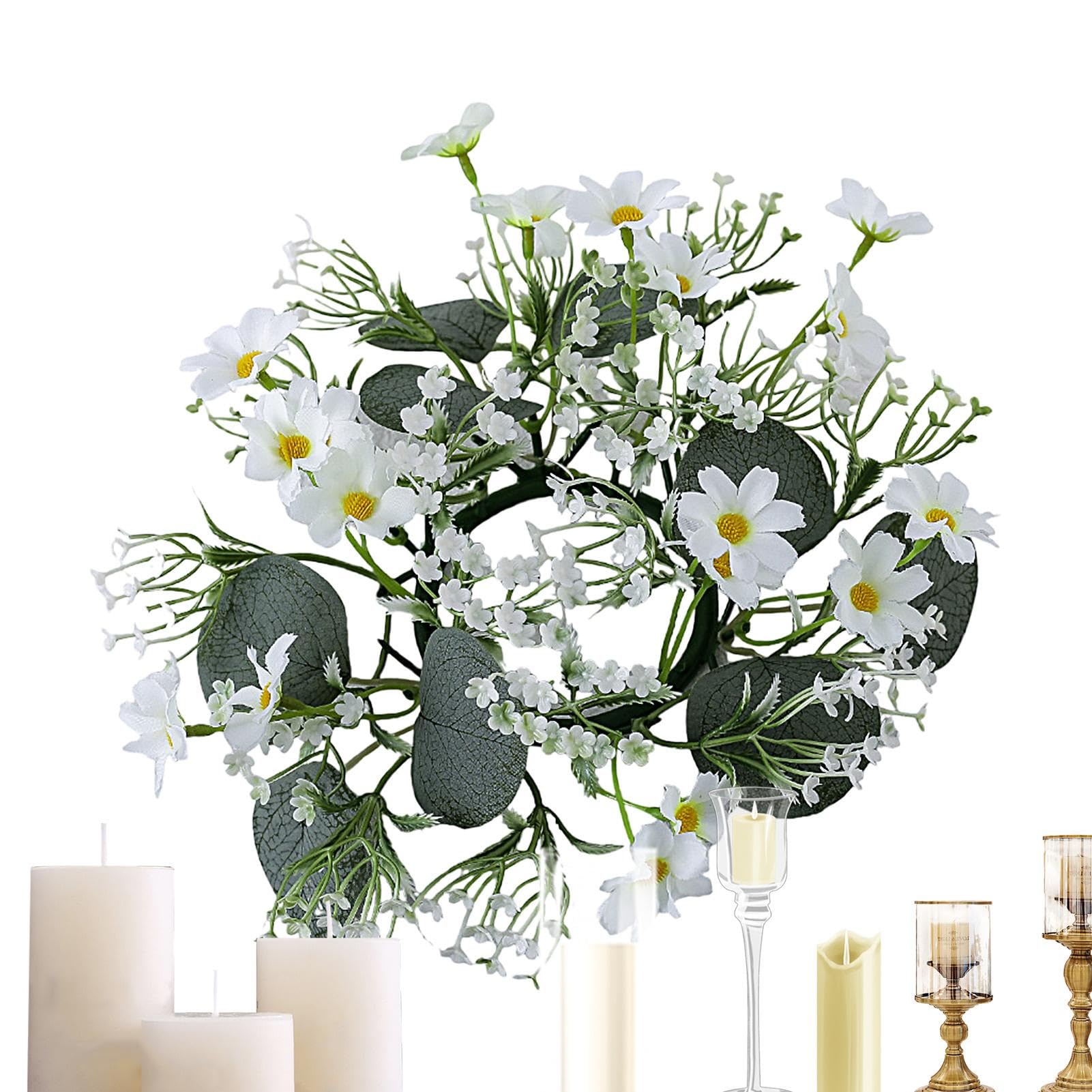 Nhujevkom Artificial Flowers Candle Ring Simulation Small Daisies