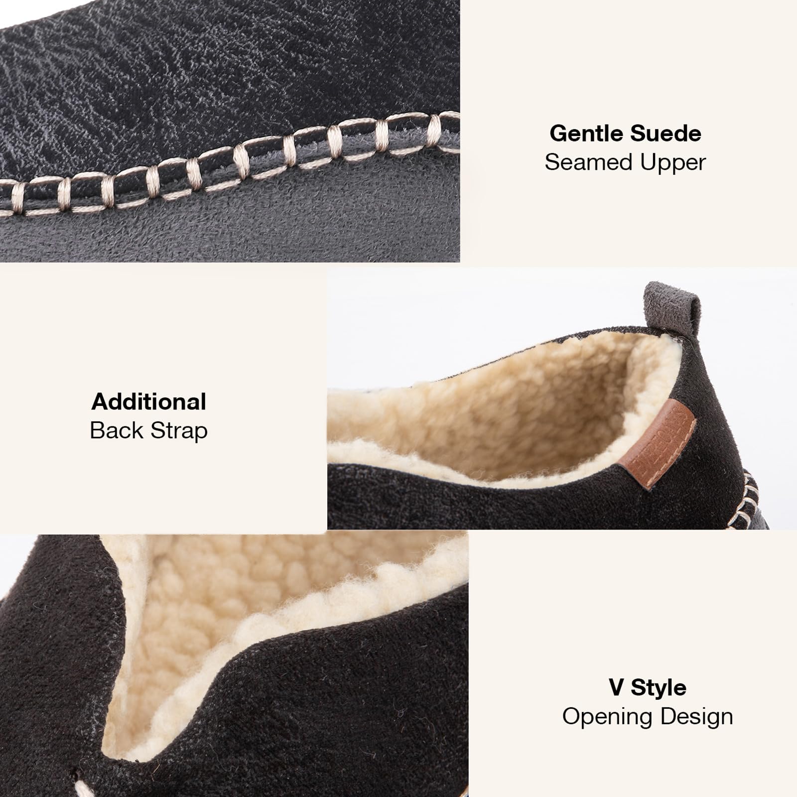 EverFoams - Pantofole Mocassino in Micro Suede Memory Foam con Fodera in Sherpa Fuzzy e Suola Antiscivolo per Uomo