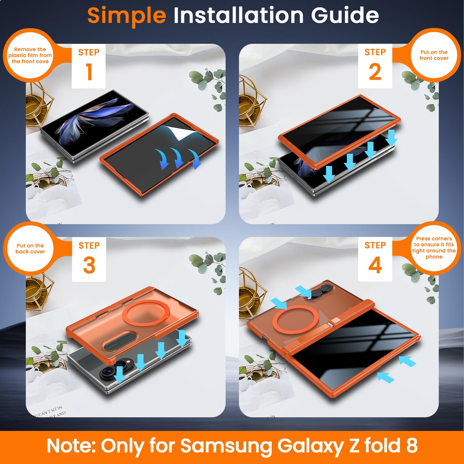 WRJ Custodia per Samsung Galaxy Z Fold 8 con protezione per lo schermo | Cavalletto pieghevole adatto per Magsafe Protezione cerniera di grado militare Protezione contro le cadute Custodia magnetica