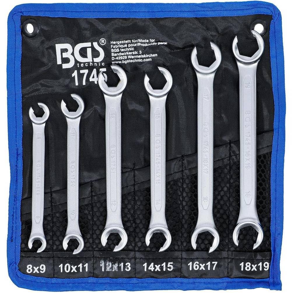 D-Work - Set di chiavi per tubo, 6 pezzi, 8 x 9 a 18 x 19 mm, in acciaio resistente, versatilità e precisione