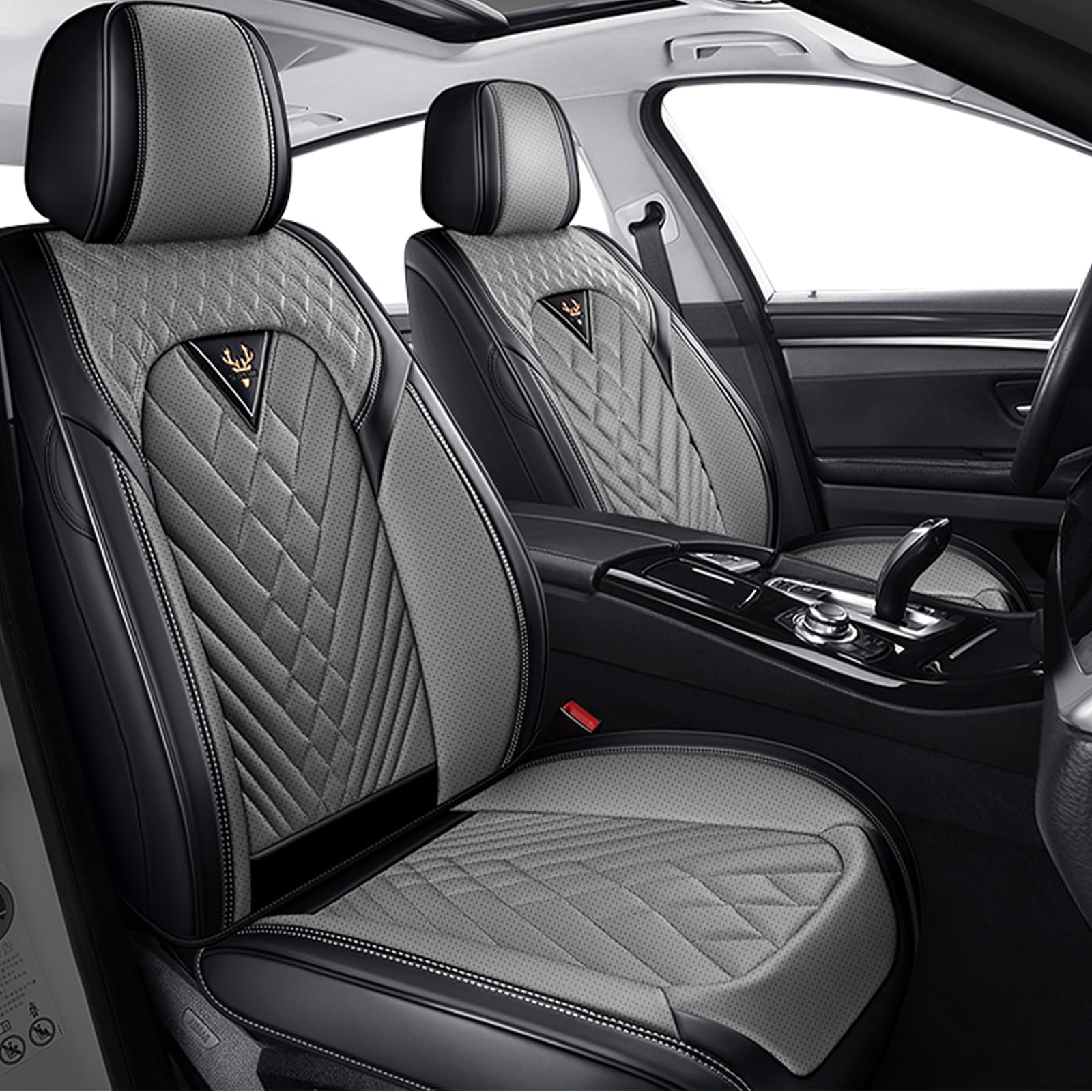 Car Seat Covers for BMW M2 2016-2026, Premium Nappa Leather Car Seat Covers, Airbag Compatible &amp; Anti-Slip Car Seat Covers Sets(2 Seats/Black Gray)