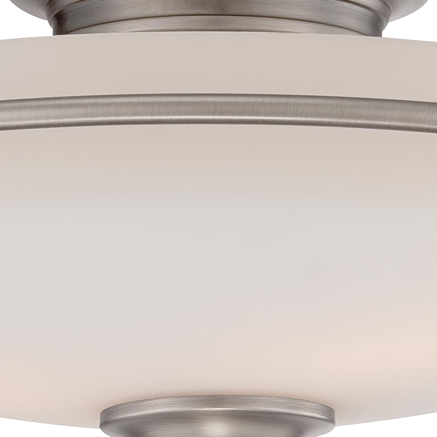 Quoizel Griffin Flush Mount Ceiling Light, 17 Inch 3-Light Antique Nickel Opal-Etched Frosted Glass Shade, Ceiling Light Fixture for Hallway, Kitchen, Bedroom, Dining, Farmhouse or Office
