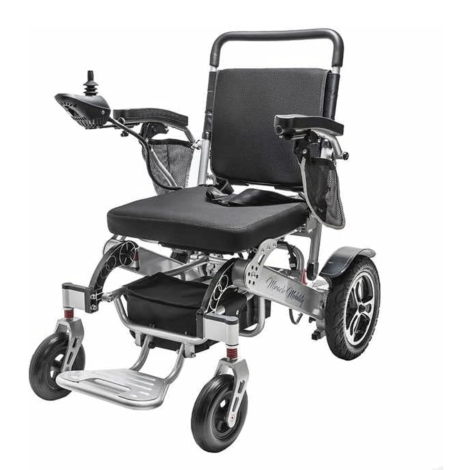 Silla de ruedas eléctrica, plegable, de aluminio, portátil, compacta, con dos potentes motores para viajes en avión