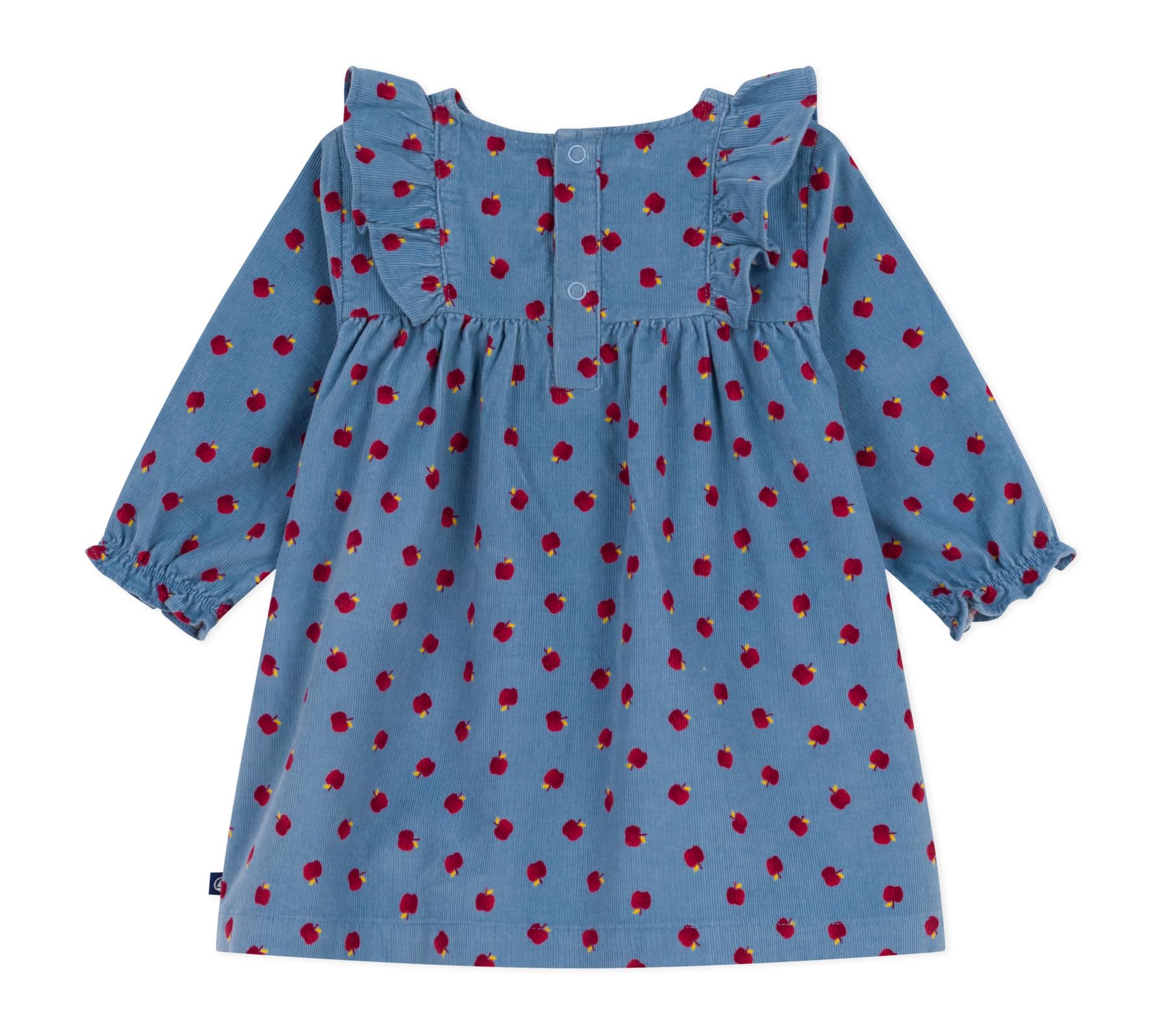 Petit Bateau Robe bébé en Velours côtelé Manches Longues imprimée Pommes