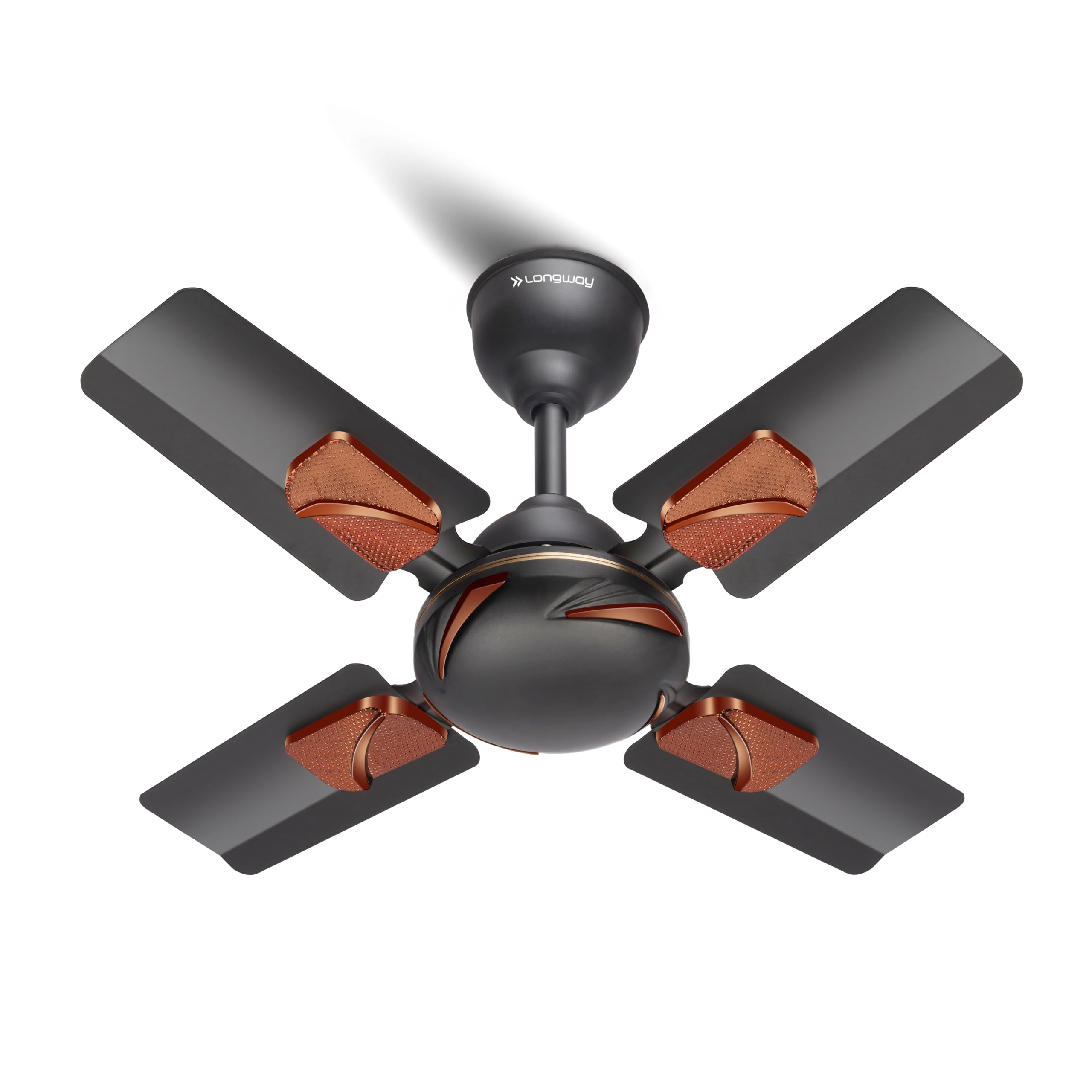 longway creta p1 600 mm/24 inch ultra high speed 4 blade anti-dust decorative star rated ceiling fan (smoked brown, pack of 1)