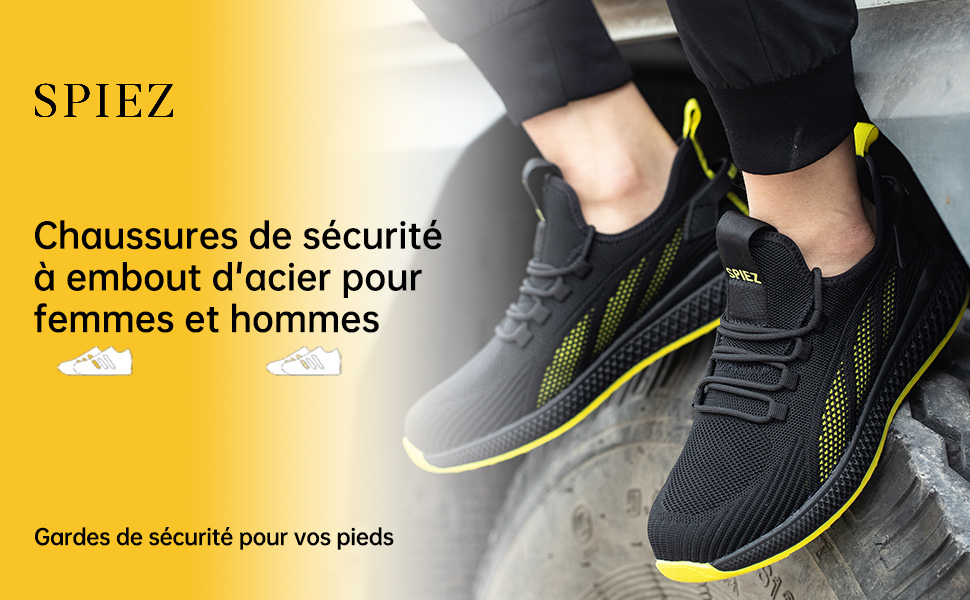 SPIEZ Chaussures de Sécurité Homme Femme Basket Securite Embout Composite Légère Respirant Antidérapante Chaussures de Travail Chantier Entrepôt Noir/Bleu Pointures 35-46 SPIEZ Chaussures de Sécurité Homme Femme Basket Securite Embout Composite Légère Respirant Antidérapante Chaussures de Travail Chantier Entrepôt Noir/Bleu Pointures 35-46