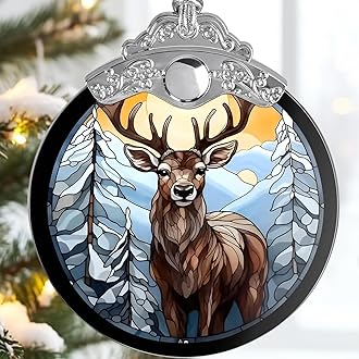 Stained Glass Effections, Decor Christmas Tree, Big Ornament 4 Inch Acrylic Ornament Art, Holiday Decoration, Car Interiors Decors, Christmas Decor, 2024 Christmas Ornament (Noble Deer)