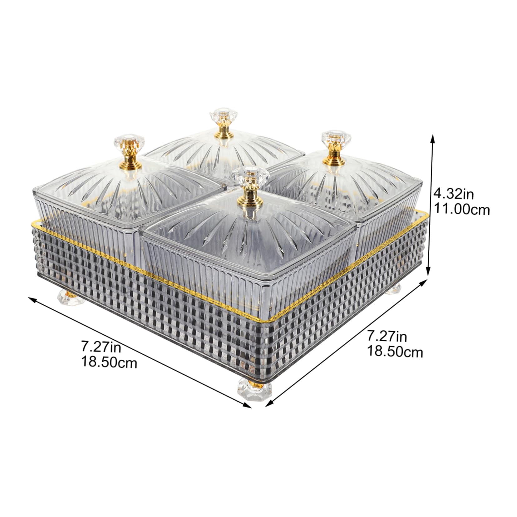 Zerodeko 1satz Geteilte Snackschale Mit Tray Elegantes Fächer Design Für Dips Süßigkeiten Nüsse Und Früchte Für Partys Ktv Bar Und Zuhause Modernes Graues Tablett