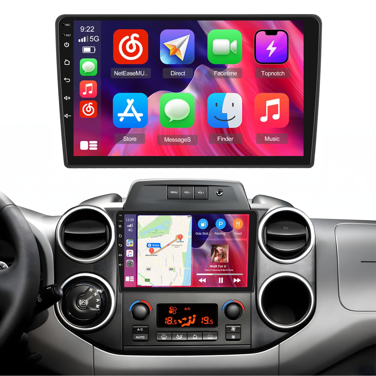 Autoradio Android pour Berlingo et Partner avec navigation GPS et CarPlay sans fil - 8