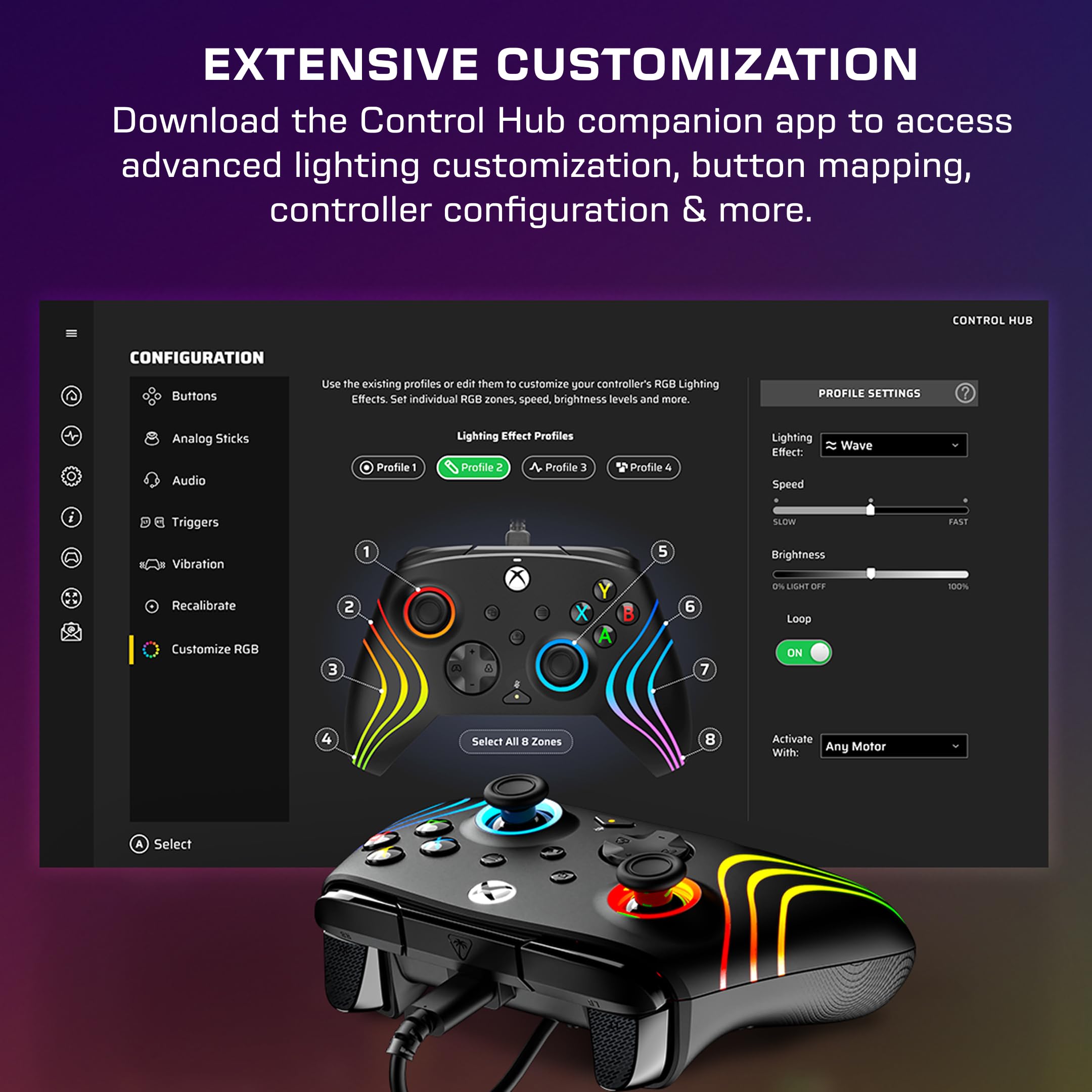 Turtle Beach Afterglow Wave Nero Controller Gamepad RGB cablato per Xbox Series XS, Xbox One e Windows