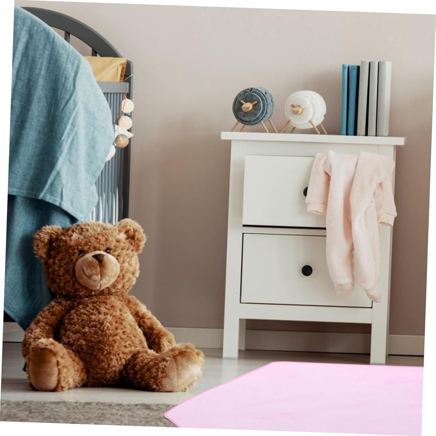 Hexagonal Non Slip Floor Mat for Play Carpet for Tent and Game House Safe Soft Crawling Rug Comfortable Pink Mat for Room and Playtime