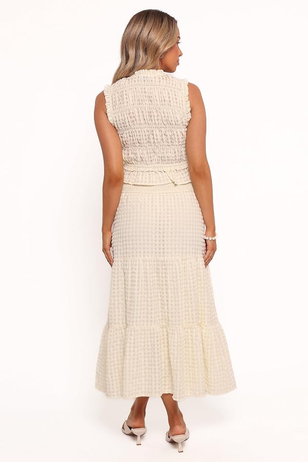 Farica Gingham Midi Skirt - Cream S by Petal & Pup - Used condition - Image 3