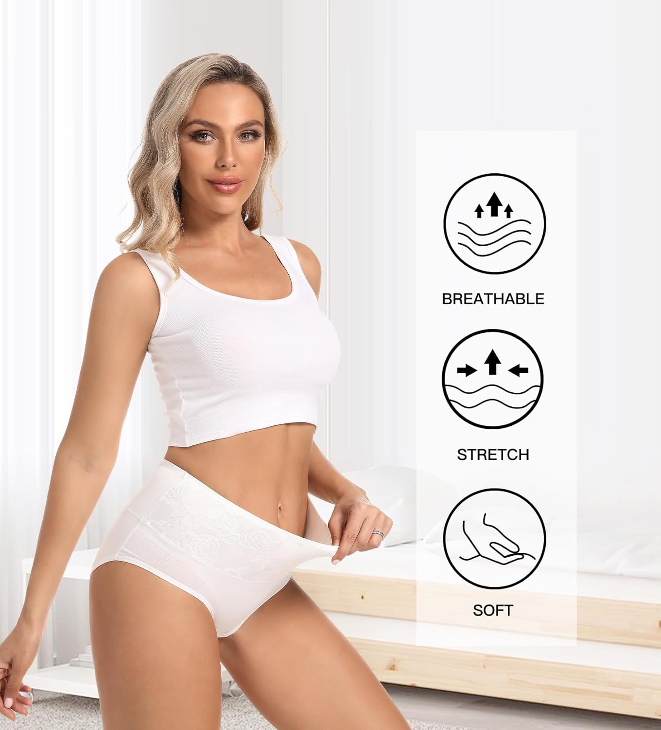 HAVVIS Women's Briefs Underwear Cotton High Waist Tummy Control Panties Rose Jacquard Ladies Panty Multipack - Image 4