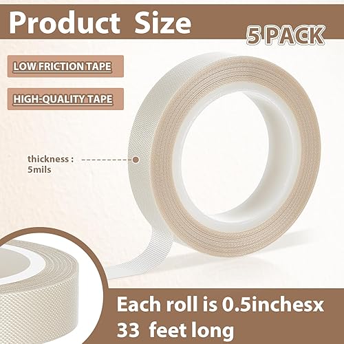 Miniatura 2 de Pushglossy 5 rollos de cinta de baja fricción de 12 pulgadas x 33 pies, cinta deslizante de cajón de cortina sedosa, reducción de ruido de arrastre,