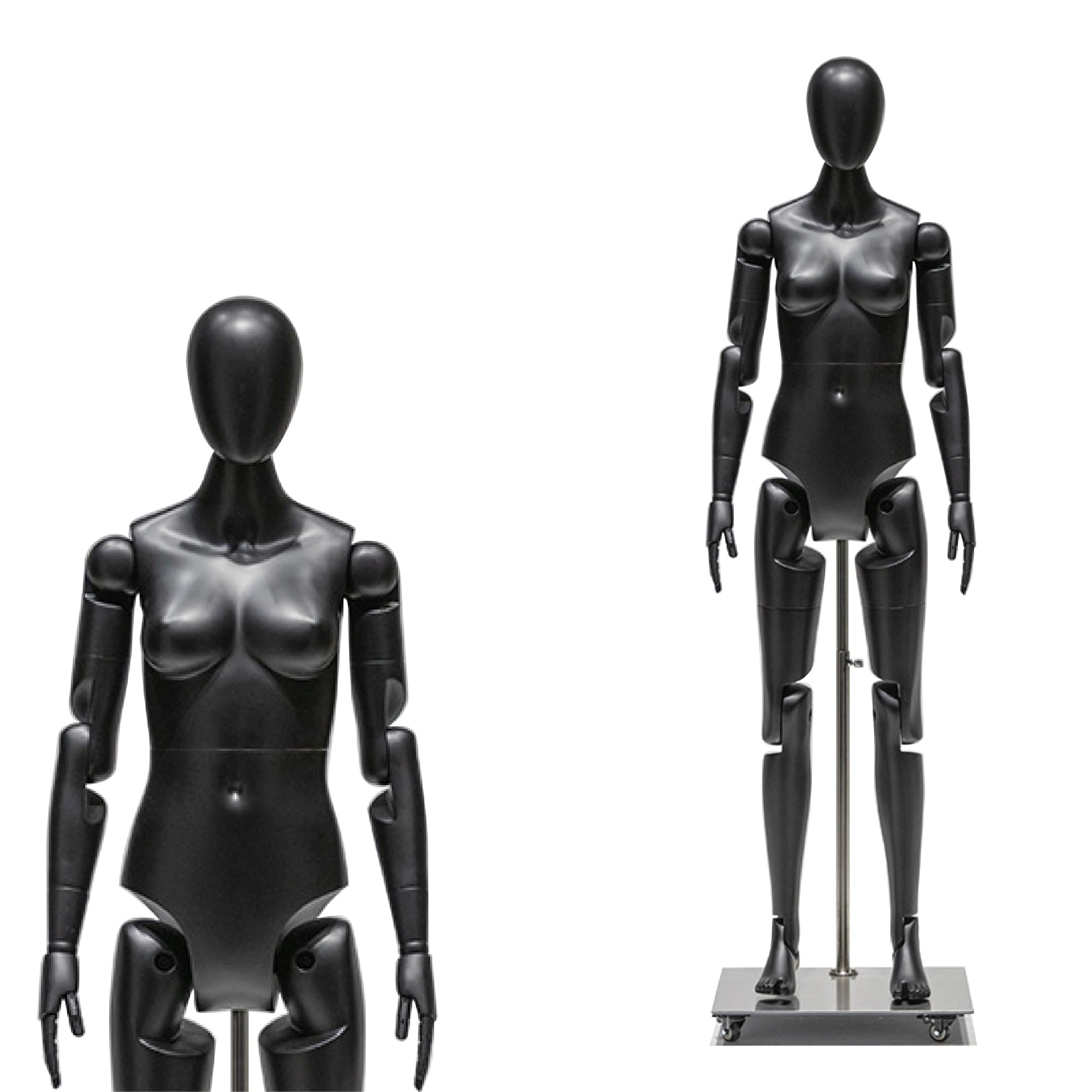 Jxjarnet Full Body Articulated Mannequin, Posable Robot Style Dress Form with Flexible Joints for Sports and Activewear Display(Black,Faceless Adult Female)