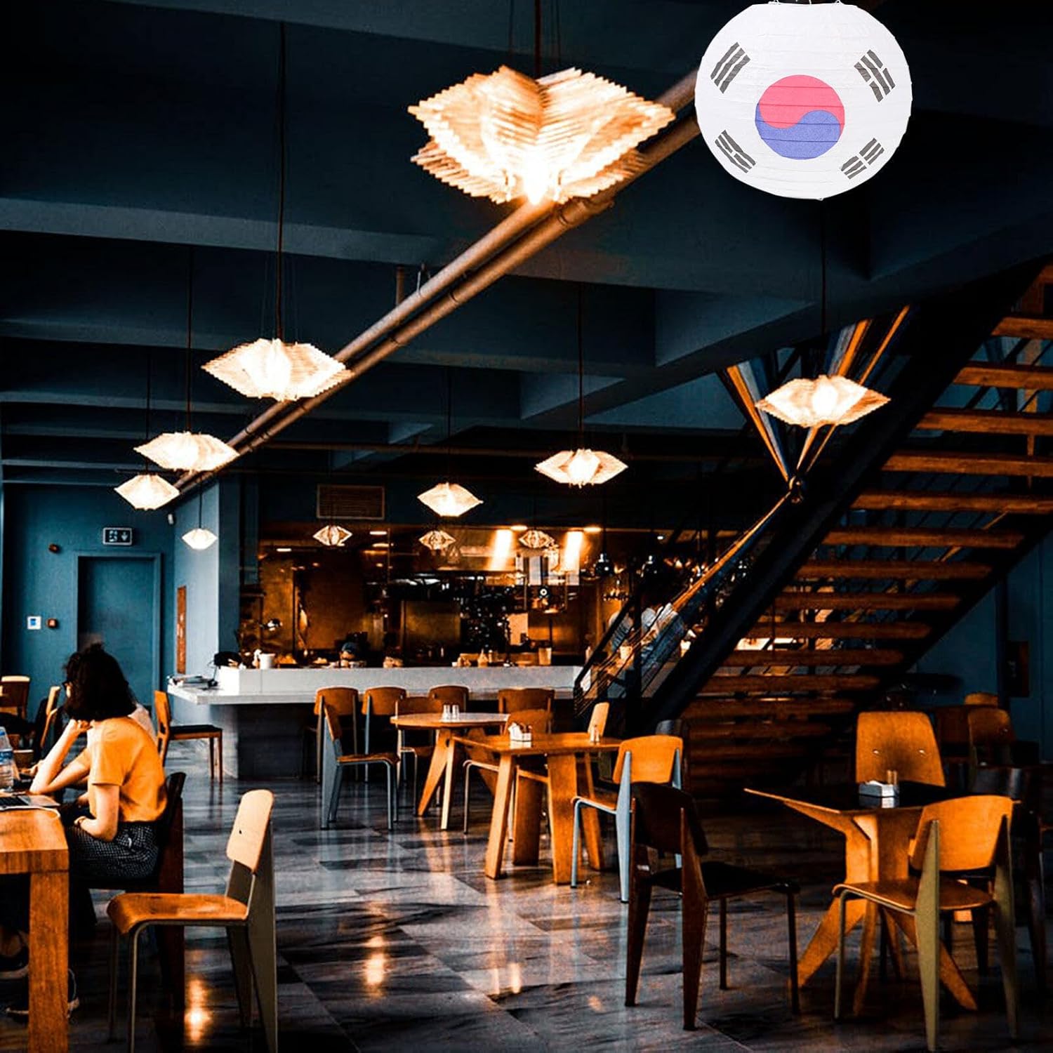 Uonlytech Korean Style Festival Decorative Lanterns 12 Pack Paper Lanterns for Indoor Outdoor Party Wedding Restaurant Home Office Celebration 23.62X7.87 Inches
