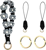 BIHRTC Boho Macrame Wristlet Keychain Handmade Keyring Bracelet Lanyard for Women Car Keys Holder