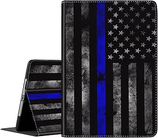Case for iPad 9th / 8th / 7th Generation (2021/2020/2019) 10.2 inch/iPad Air 10.5" 2019 / iPad Pro 10.5",Leather Smart Cover with Auto Wake/Sleep, US Thin Blue Flag