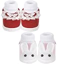 Neska Moda 12 To 18 Months Baby Girls Pack of 2 Pair Cotton Butterfly Frill and Rabit Face Booties (Maroon,Baby Pink) -BT1169andBT1174 gallery image