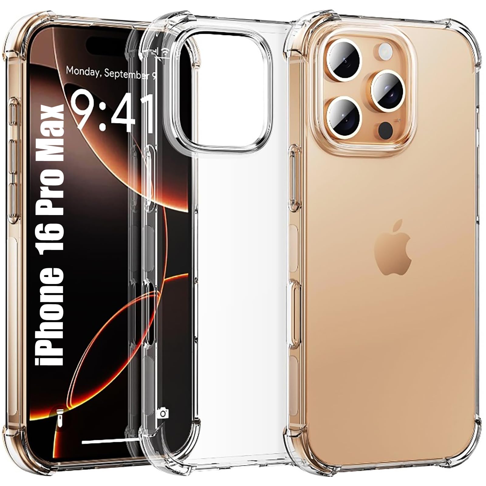 for iPhone 16 Pro Max Clear[Shockpoof][Military Grade Protection] Reinforced Corners Slim Fit Flexible TPU Bumper Phone Case for iPhone 16 Pro Max,Clear