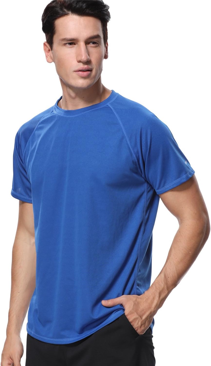 ANFILIA Men Loose Fit Rash Guard Swimwear Sun Protective Swim Shirt UPF 50+ Navy XXL