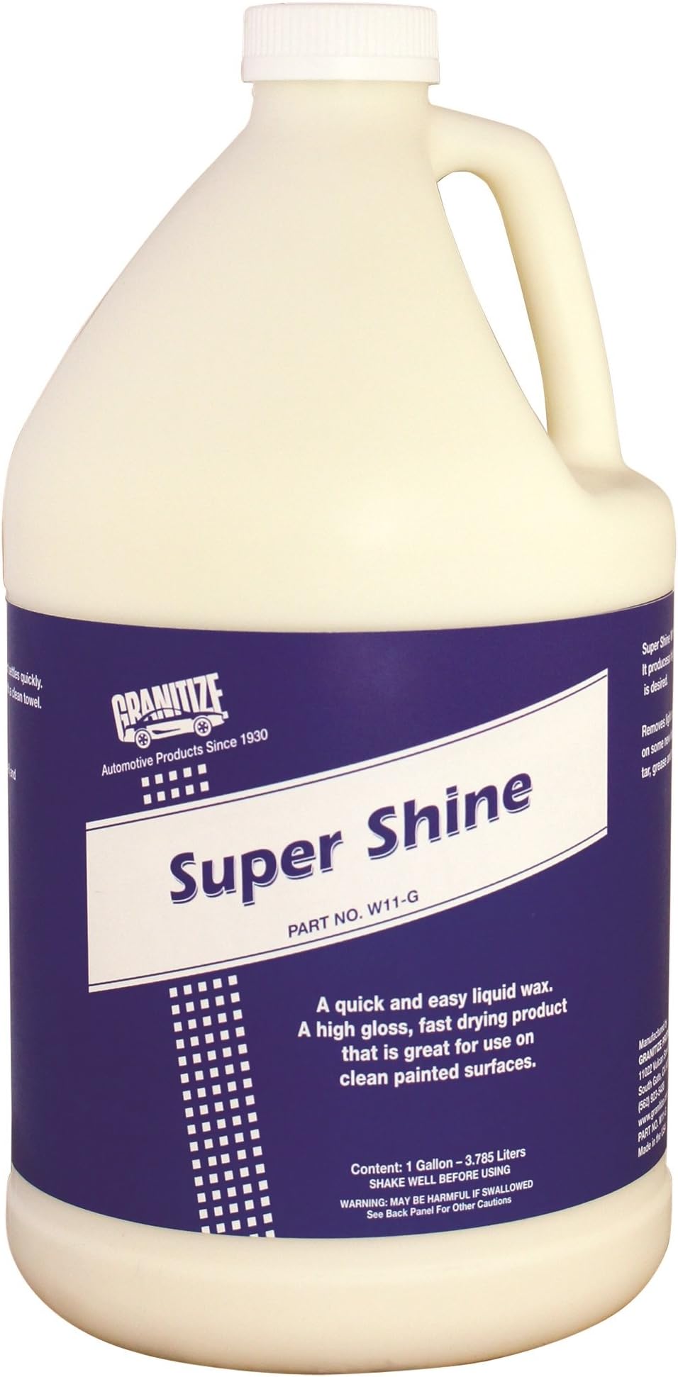 Granitize W-11 Auto Super Shine Wax with Carnauba and Silicone - 1 Gallon