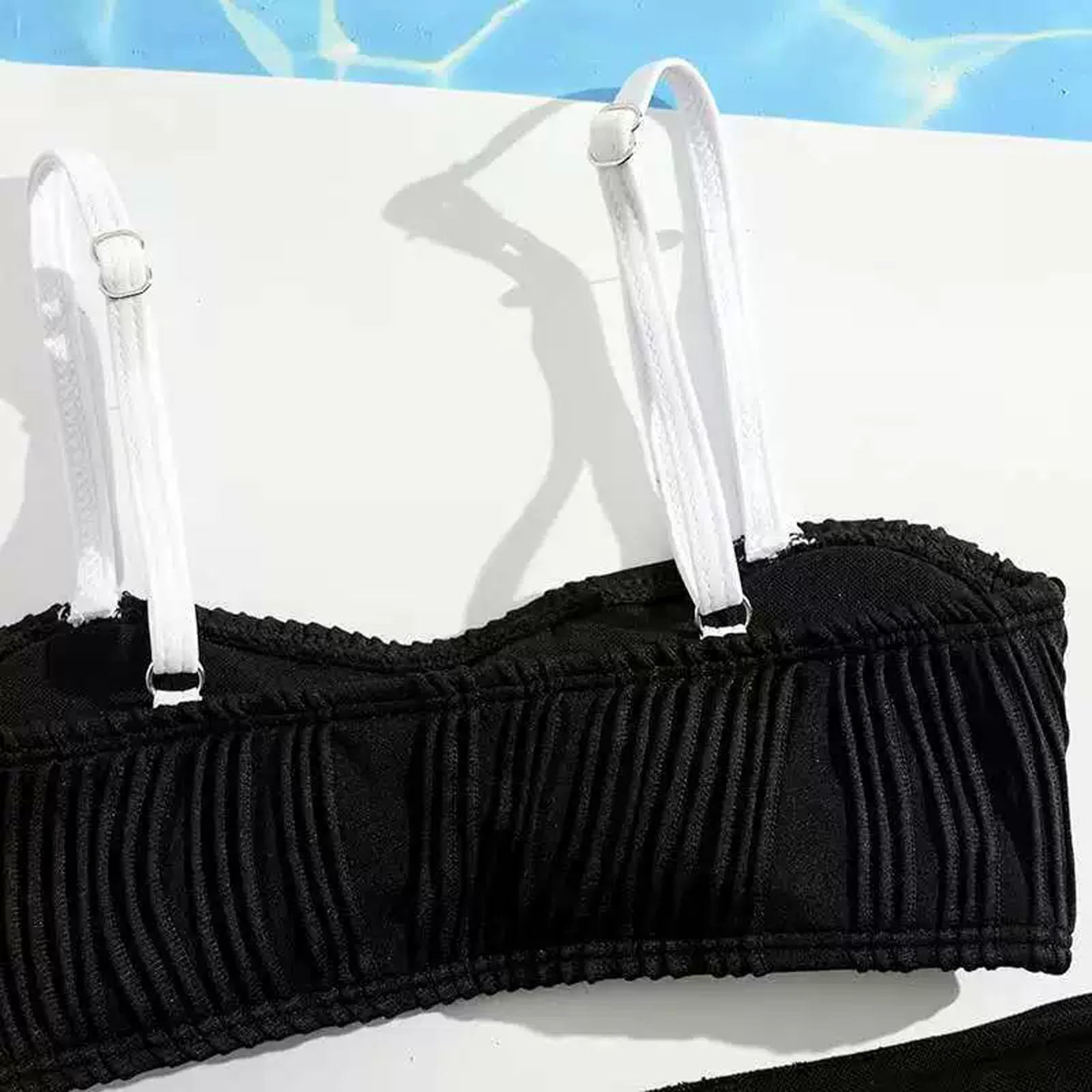 Generisch Bikini para adolescentes y niñas, traje de baño de dos piezas para niñas, tankini monocolor con protector de sarga y bañador a juego para playa y piscina en verano
