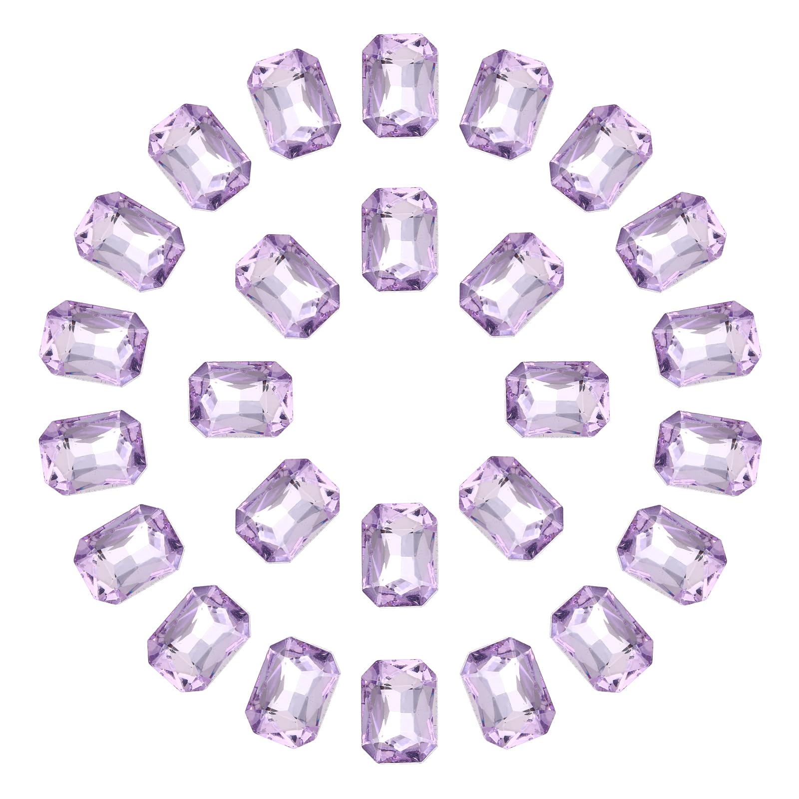 sourcing map 13x18MM Octagon Rectangle Rhinestones, 100 Pcs Crystal Faceted Rhinestones with Silver Plated Glass Gems for Crafts (Light Purple)