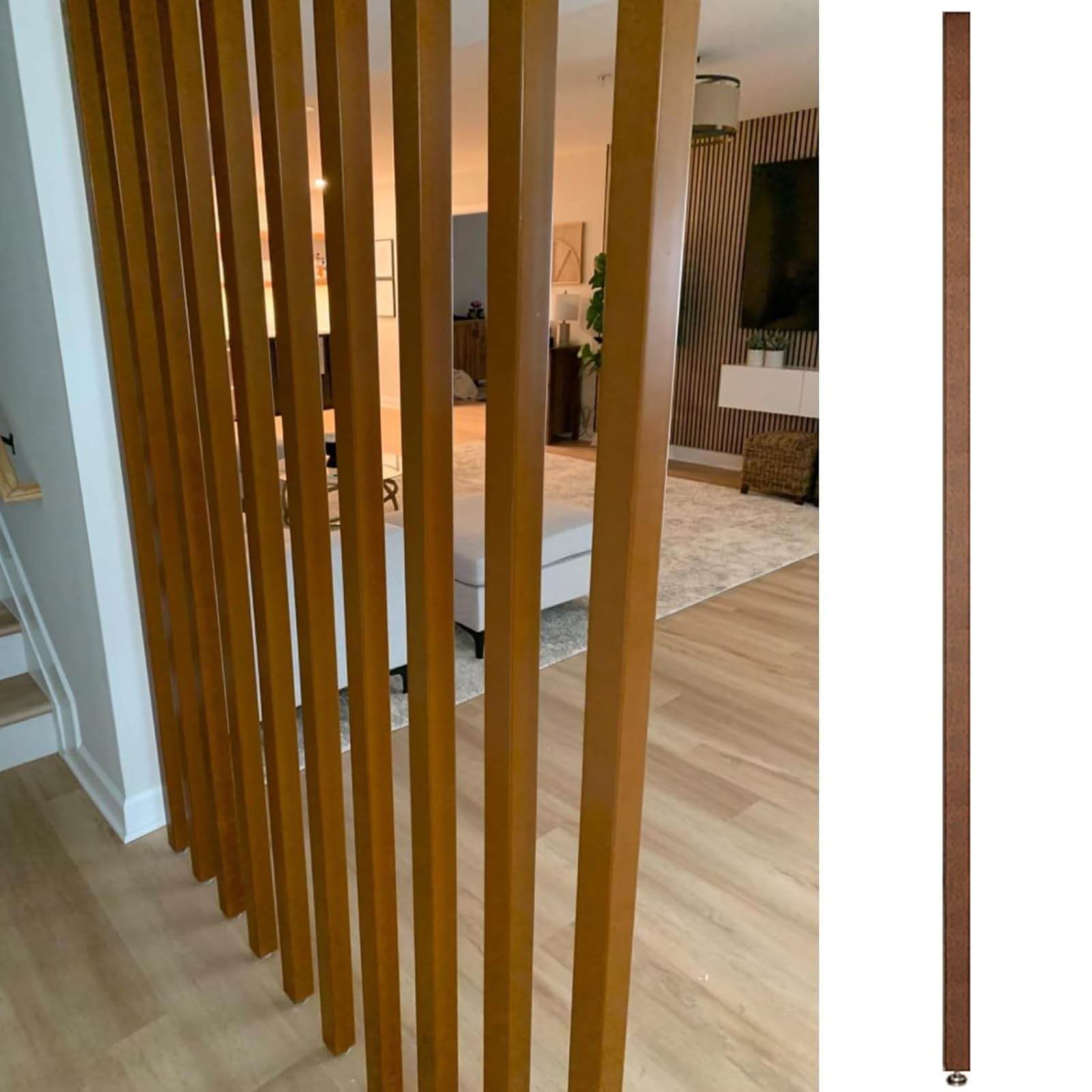 GLETSF Freestanding Wooden Slat Room Divider - 70-240Cm Tall Privacy Screen Partition For Office, Restaurant, Entryway Decor - Modern Floor-To-Ceiling Column In Brown, Black, Wh-Brown-95cm/3.11ft