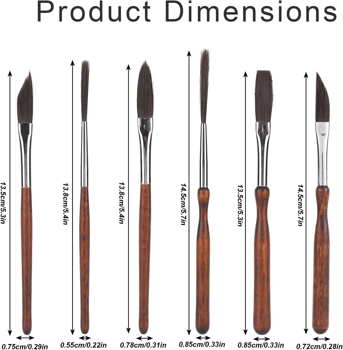 Penitue 6pcs Pinstriping Brush, High-Performance Pinstripe Lettering Paint Brush Kit Set with Dagger Flat-Tipped Sword-Shaped Long Cat-Tongue & Liner Brushes for Fine Lines & Decorative Painting
