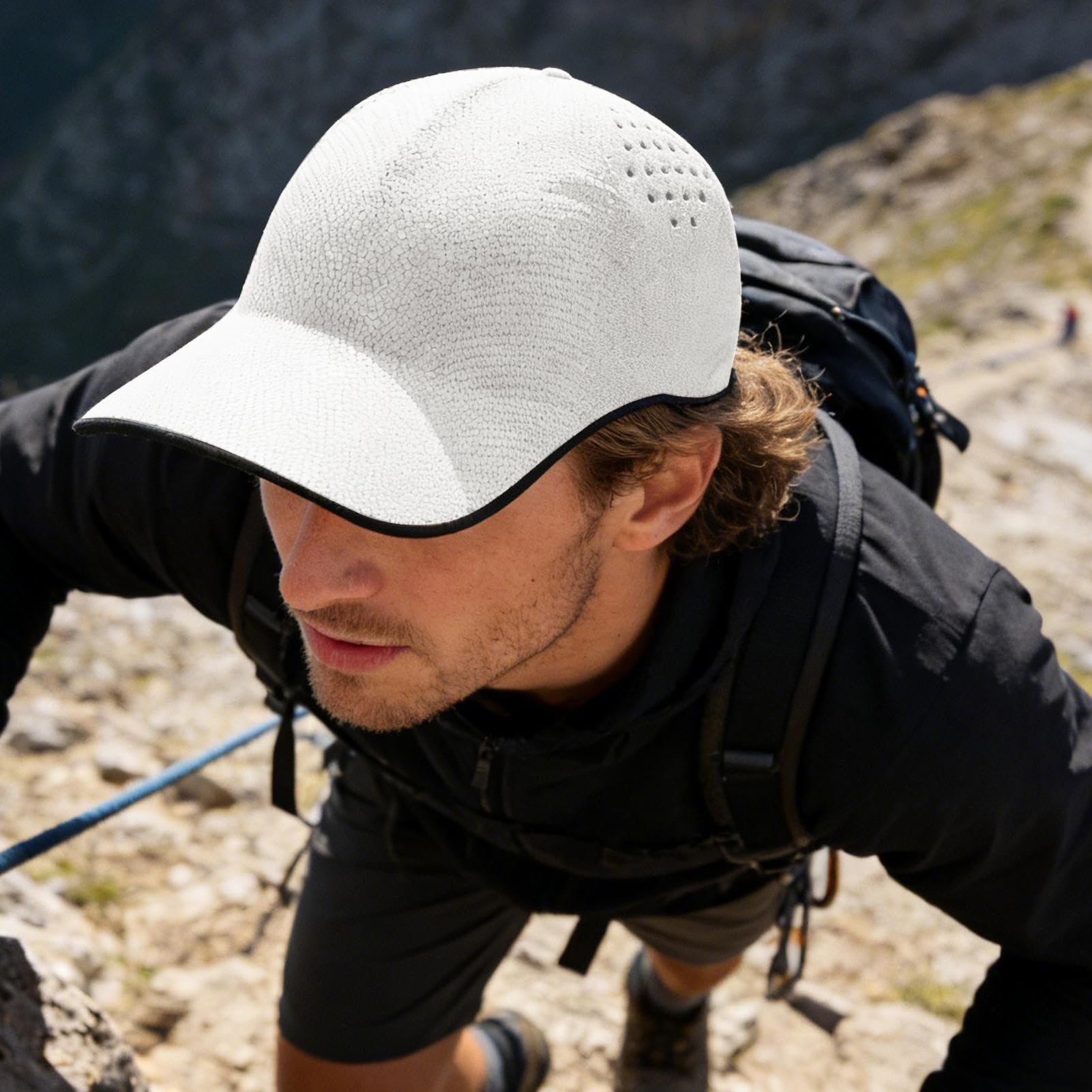 Gorra deportiva transpirable, gorra deportiva de secado rápido, ropa de exterior ajustable, estructura ligera de flujo de aire de poliéster, gorro para mujer con función de sombra, ejercicios de viaje