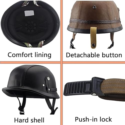 Miniatura 4 de Casco de motocicleta de estilo alemán retro, aprobado por DOT, cara abierta, casco de media cáscara, gorra de béisbol, cascos de motocicleta para