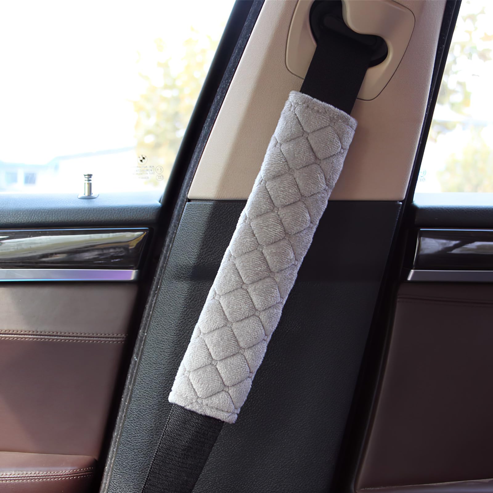 Ongfuwu 2PC Car Seat Belt Cover Pad - Soft Universal Shoulder Protector For Comfort & Safety (Grey) - View #12