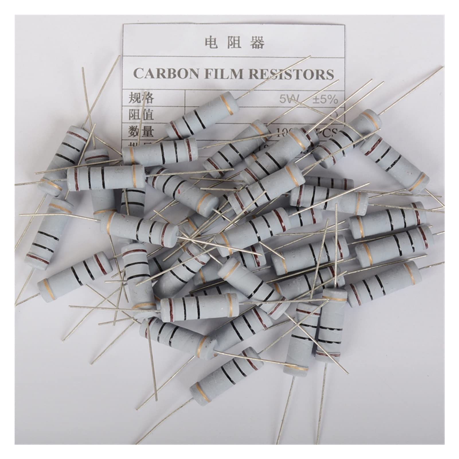 152PCS / Lot 5W 5Percent 1R-1M 76Values ​​x 2 Juego de resistencias de película de Carbono Juego de resistencias de película de óxido de Metal