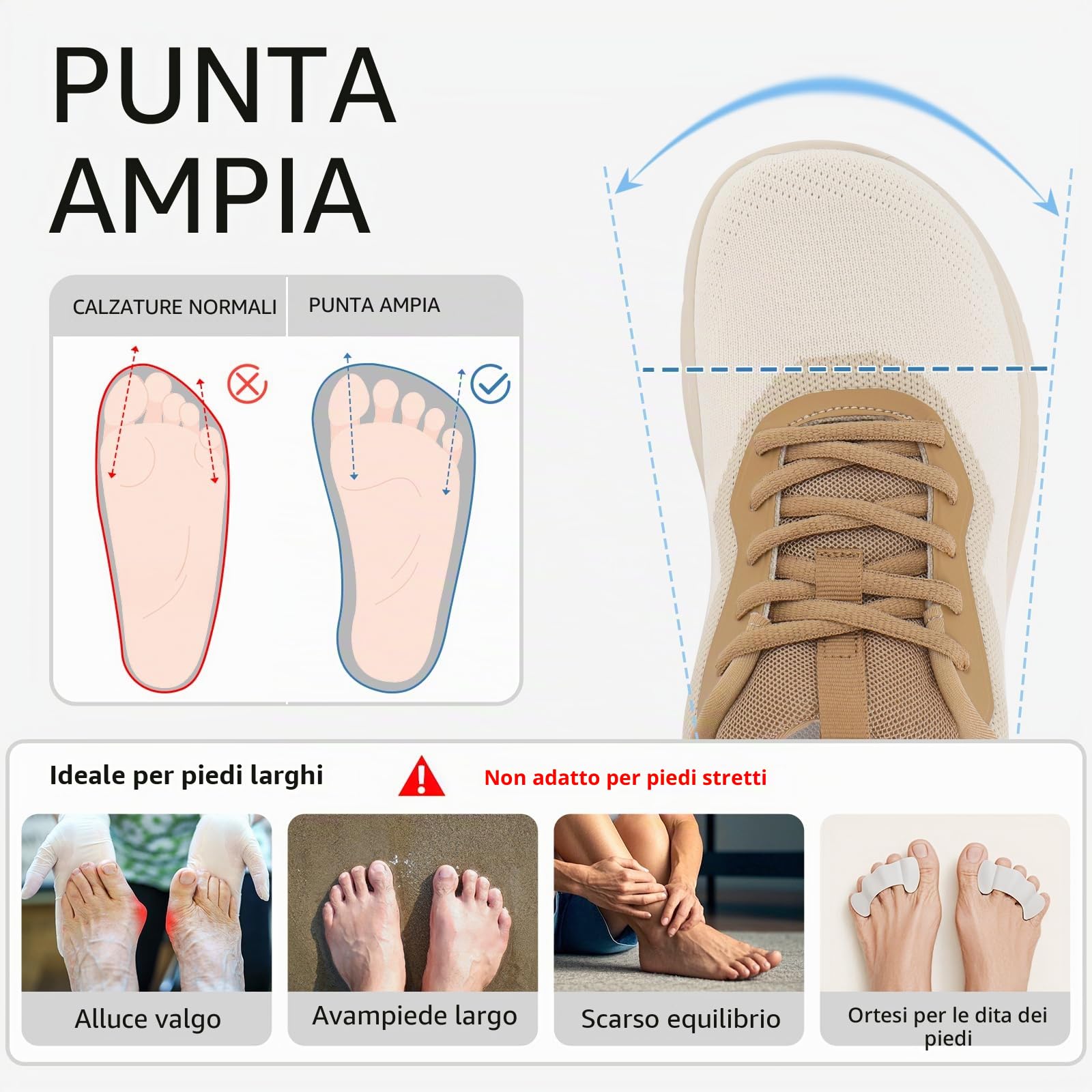 STQ Scarpe da corsa larghe da donna leggere scarpe sportive larghe comode scarpe ortopediche per alluce valgo a martello Odemen
