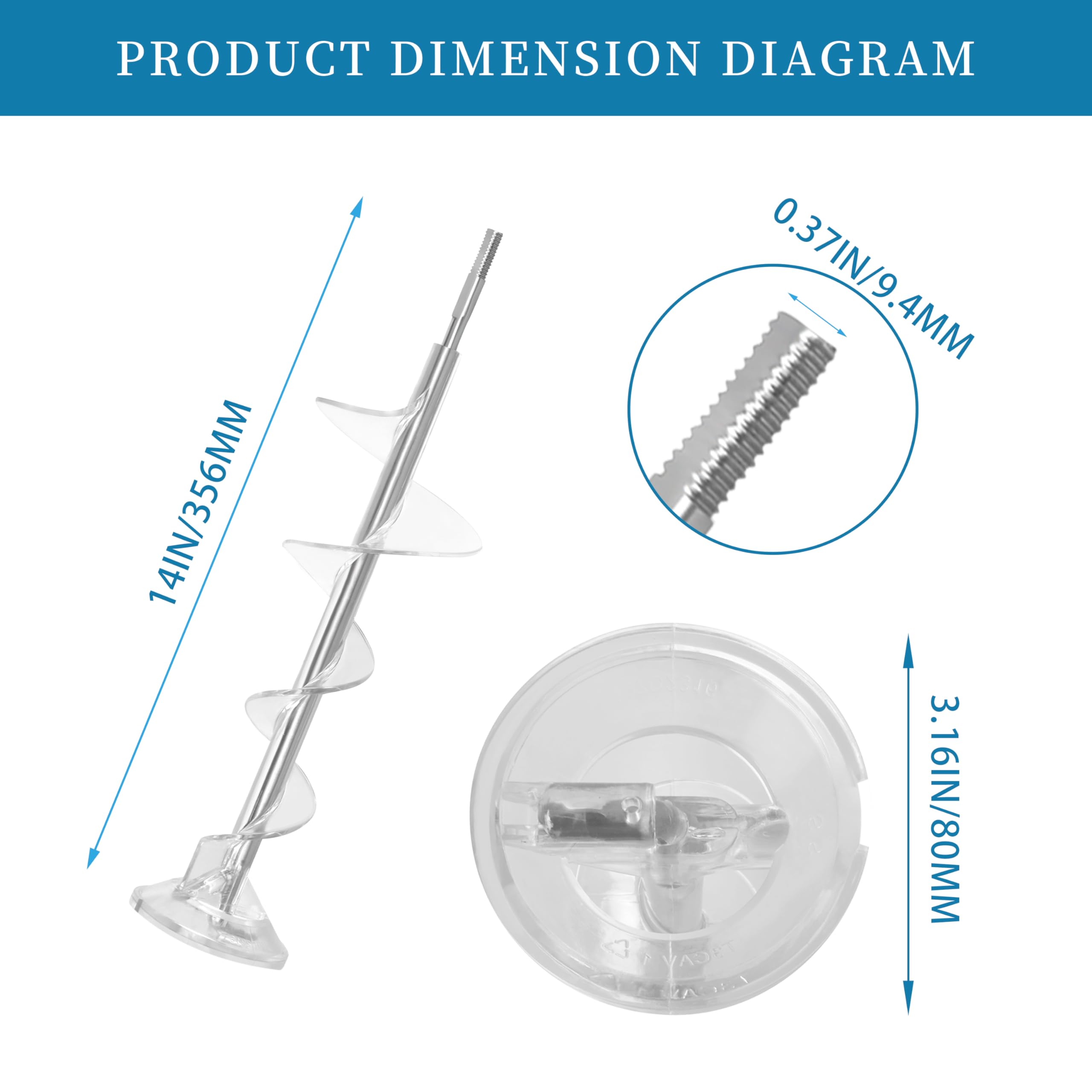 Dispensador de hielo WR17X11705 compatible con piezas de repuesto de refrigerador GE WR17X11705 WR17X11939 PS1018130 (1 barrena para cubo de hielo)