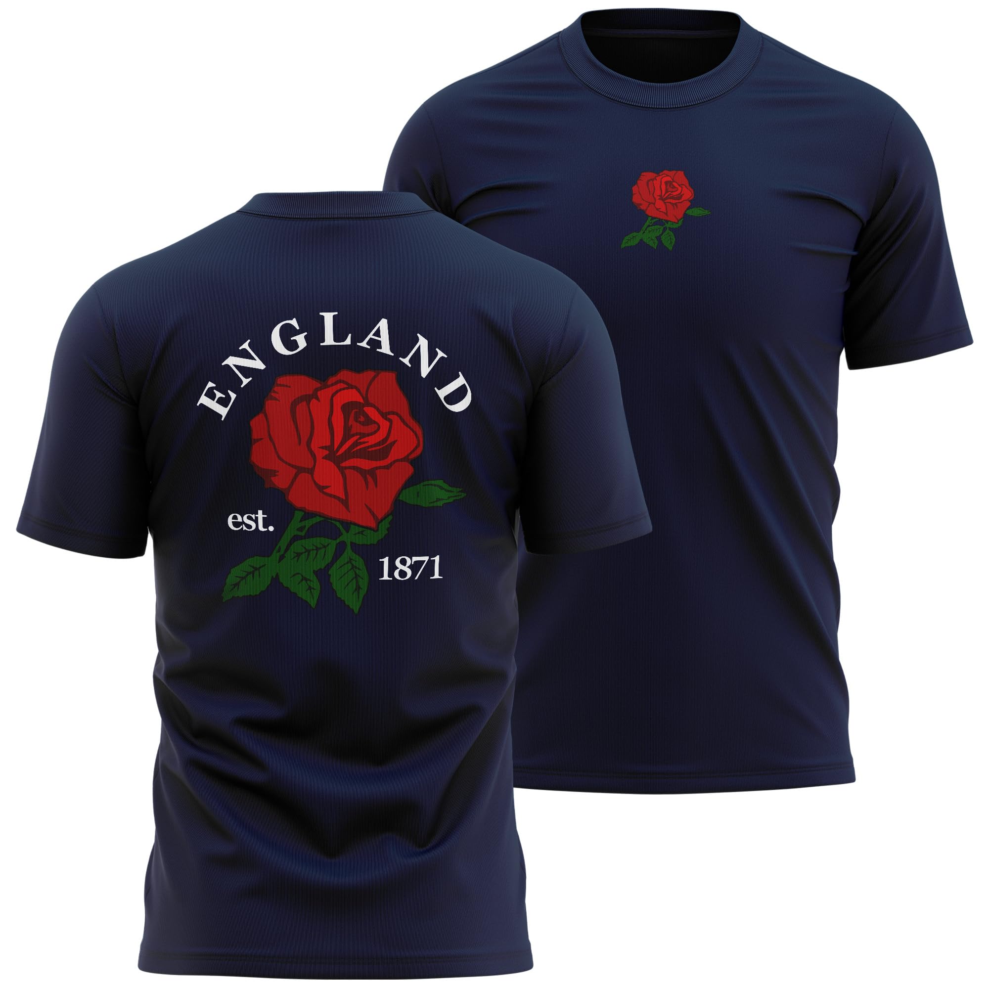 Purple Print HouseEngland Supporters Rugby T Shirt Mens English 1871 England Rose Badge Tee